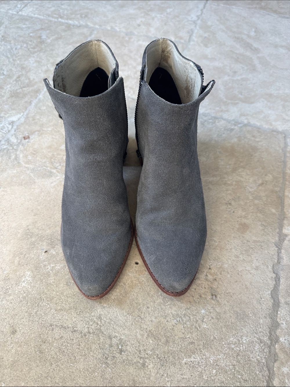 Women's light Blue Suede Ankle Boots